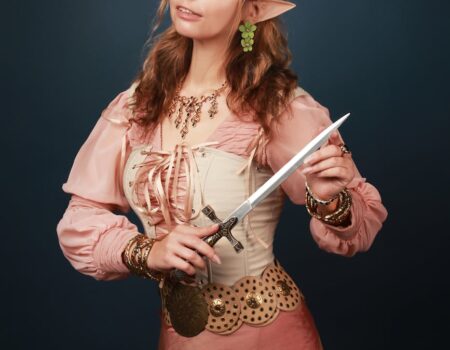 a woman in fairy costume having a photoshoot