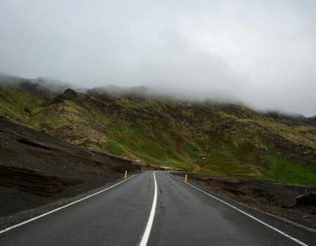empty road along the mountain