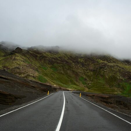 empty road along the mountain